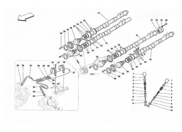 画像1: 016 （左）エキゾースト・ディストリビューション・カムシャフト/430 スクーデリア